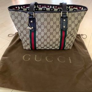 Authentic Gucci GG Canvas Jolicoeur Tote Bag
